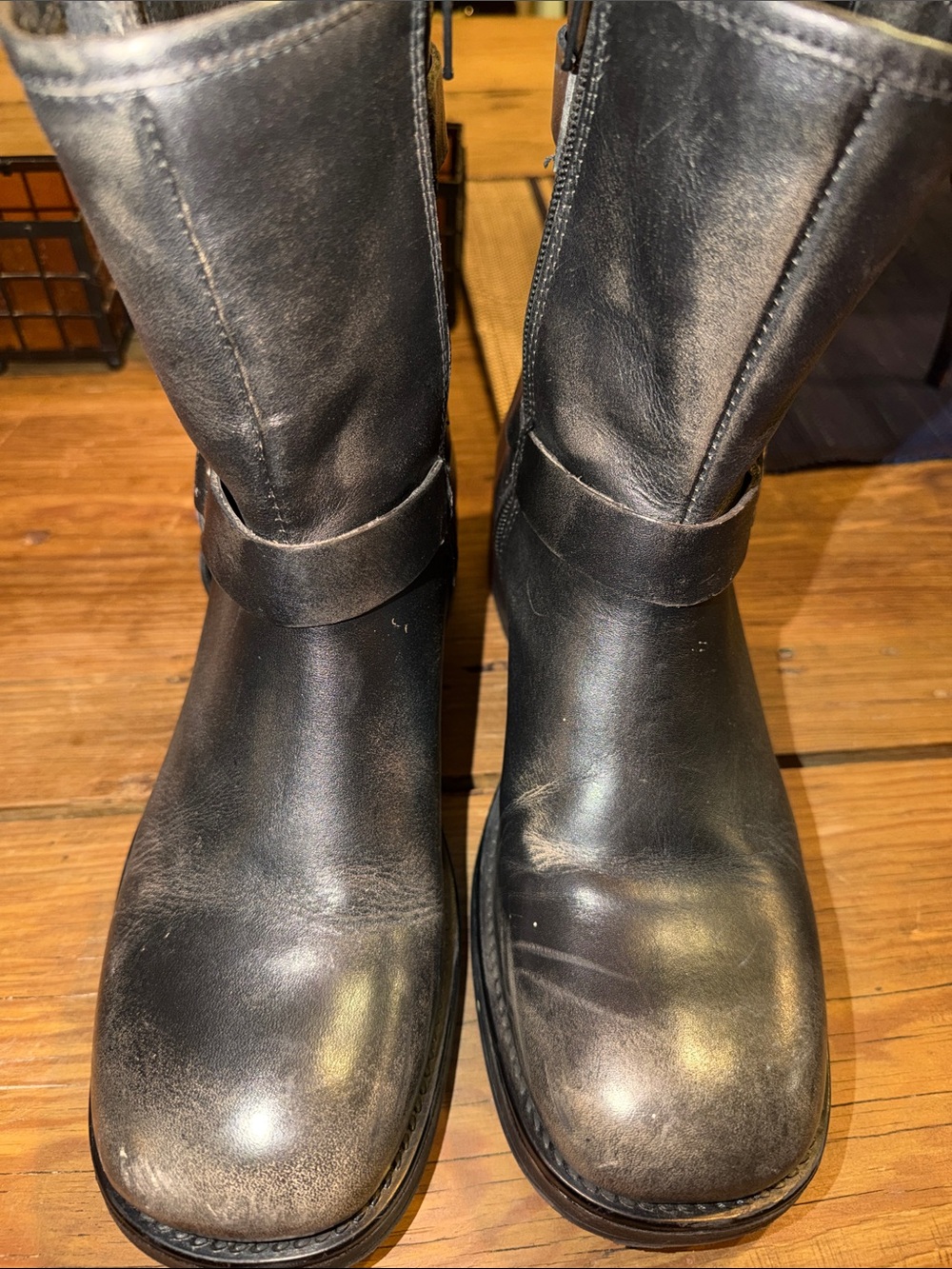 Black Harness Leather Ankle Boots STEVE MADDEN BRIXTON - Picture 8 of 8